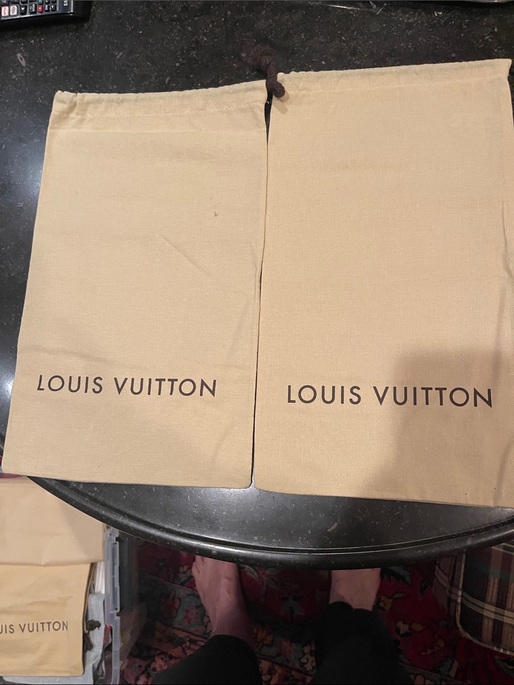 Louis Vuitton Tan Canvas Dust Bags with Brown Logo (Pair)
